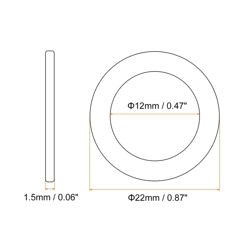 sourcing map M12 Flat Washer, 30 Pcs Copper Ring Flat