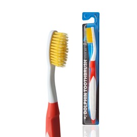 DUJINDENT Dolphin Gold Extra Soft Toothbrush Manual Long Flossing Bristle, Ultra Clean Toothbrush, Good for Sensitive Teeth and Gums (Red, Gold)