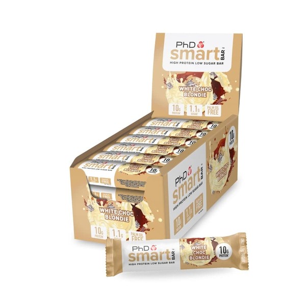 PhD Smart Bars High Protein Bars with White Chocolate Flavour, 24 x 32 g Bars