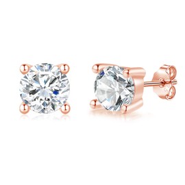 Loutade 925 Silver Stud Earrings, 3 Pairs 925 Sterling Silver Women's Stud Earrings Set with 5A Cubic Zirconia, Hypoallergenic, 4/5/6 mm, Small Earrings Studs for Multiple Pierced Ears, Gifts for Men