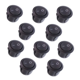 Black On/Off Round 20mm Rocker Switch SPST 2 Terminals Automotive (Quantity: 10)