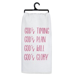 Koesus Pink Christian Kitchen Towels,Hymn Tea Towels,God's Timing Plan Will Glory Inspirational Religious Dish Tea Towel, Faith Based Hand Towel for Bathroom, Christian Home Decor, 16x24 Inch