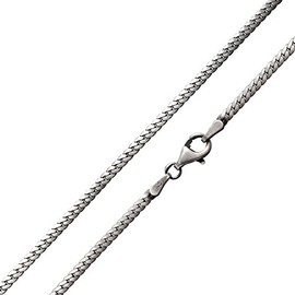 Materia 925 Silver Flat Curb Chain for Men Women 2 mm in 40 45 50 55 60 70 cm in Case Antique Blackened, Silver