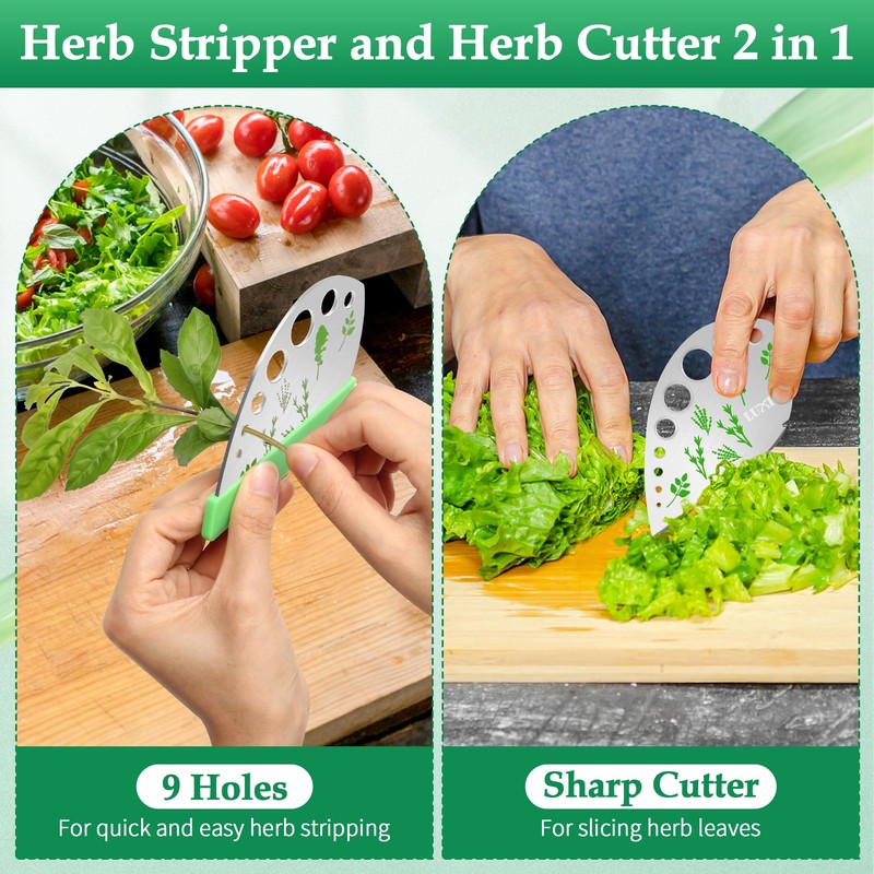 Herb Stripper 9 holes, Luxiv Stainless Steel Kitchen Herb Stripping