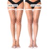VOAKOW 2 Pairs White Fishnet Thigh High Stockings White Over