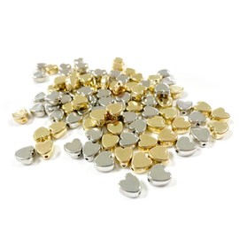 Heart Spacer Beads, 100 Pcs Acrylic Cute Heart Spacer Beads Small Hole Loose Bead for DIY Jewelry, Jewelry Making, Valentine's Day Gift, Art Craft Making Accessories (Gold, Silver)