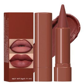 Erinde 2-in-1 Lip Liner and Lipstick Lip Combo Set, Matte Nude Dark Brown Red Lip Liners Creamy Lip Pencil, High Pigmented Long Lasting Waterproof Smudge Proof Lip Liner Lipstick Crayon Makeup, 03#