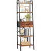 Furologee 5 Tier Ladder Shelf with Drawer, Tall Bookshelf Storage