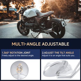 Motorcycle Bar End Mirrors 7/8" (22mm) Long CNC Handlebar Mirrors Compatible With Indian Scout Honda Shadow,CB500F,CB650R,Vulcan S,Eliminator, Z650, V Star 650,DL1050,MT-07,MT-09 (Chrome ）