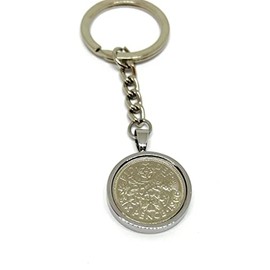 1966 59th Birthday Keyring-British Sixpence Keyring- Mum, Dad, Brother, Sister- 59th Birthday-Coin Keyring, Sixpence Coin, 59th Anniversary Silver