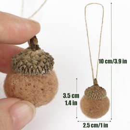 12 pcs Handmade Brown Felt Acorn Ornaments Fall Hanging Ornaments Felt Acorn Decorations for Tree with String for Home Room Autumn Fall Thanksgiving Tree Decorations