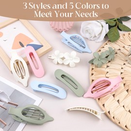 10 Pcs Flat Hair Claw Clips for Women, 3 Styles Non-Slip French Matte Claw Clips for Long Thin Thick Curly Hair, Large Strong Hold Claw Clips for Thick Hair