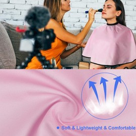Noverlife Capa de maquillaje rosa, capa de afeitado para barba, babero de salón de belleza para cliente, barbería, champú, paño de cambio de imagen para artista cosmético, esteticista, peluquería