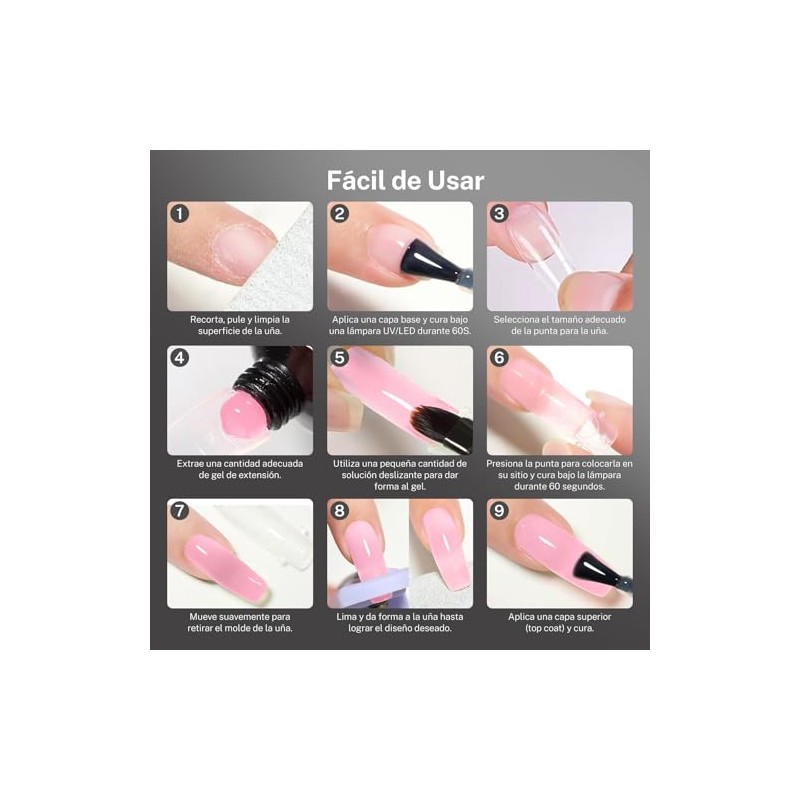 CHERIMOYA Formas de Uñas para Polygel,120 Pcs 12 Tamaños con