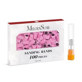 MelodySusie 100 Pcs Nail Drill Bits Sanding Bands for Nail Drill 240 Extreme Fine Grit Nail File Sanding Bands for Acrylic Nails Gel Manicures and Pedicure,Light Pink