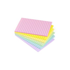 Lined Sticky Notes 4X6 in Pastel Ruled Post Stickies Colorful Super Sticking Memo Pads, 45 Sheets/pad, 6 Pads/Pack