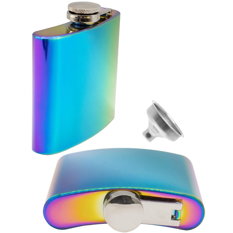 Outdoor Saxx® Stainless Steel Hip Flask 175ml Rainbow Effect Paint