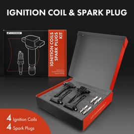 A-Premium Ignition Coil Pack and Iridium Spark Plugs Compatible with Nissan Versa 2012-2019 1.6L 1.8L, Versa Note 2014-2019 1.6L, Micra 2015-2019 1.6L, Set of 4