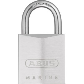 ABUS Marine Padlock 75IB/30 - Weatherproof - Brass Lock Body with Nickel Pearl Coating - ABUS Security Level 5 - Silver