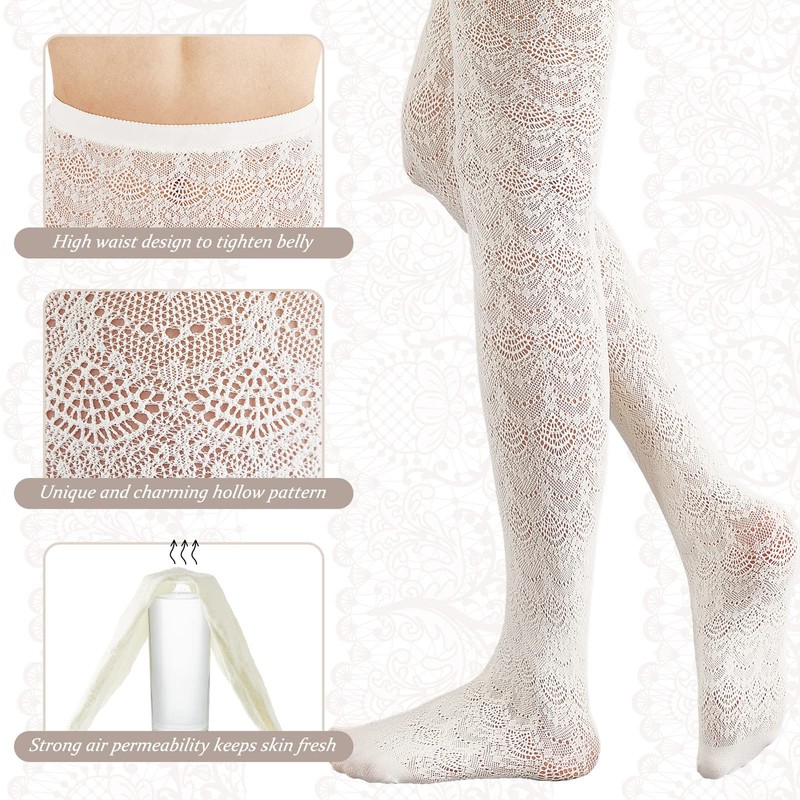 JaGely 3 Pairs Womens Fishnet Hollow Out Knitted Tights Patterned