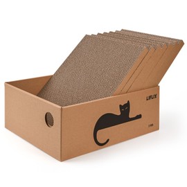 LIFLIX 7PCS Reversible Cat Scratching Pads with Box, 16.5" Lｘ12.6" Wｘ5.9 H Extra Large Cardboard Scratcher with Catnips, Cat Scratch Boxes for Indoor Cats