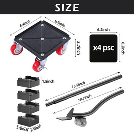 Furniture Dolly,Furniture Mover Pro Set,Furniture Lifter with 5 360° Rotatable Rubber Universal Wheels，Carbon Steel Panel Furniture Movers，Maximum Load 3307LBS.Red.
