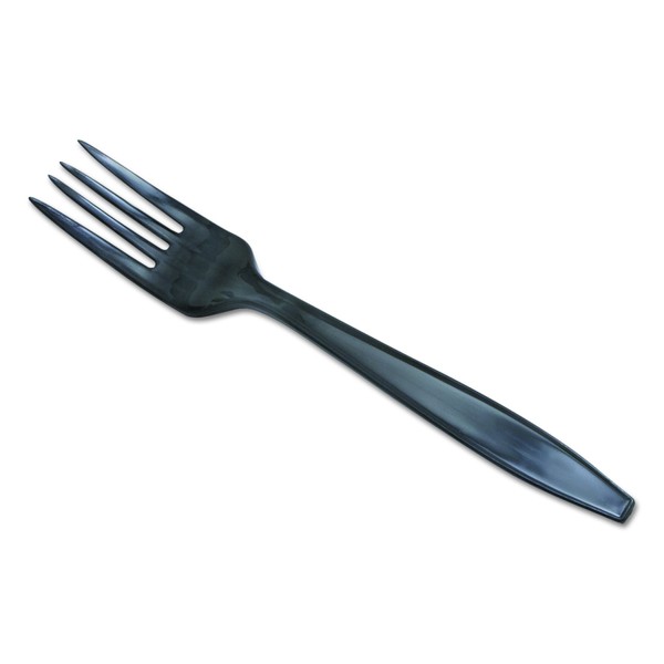 Dixie Individually Wrapped 6" Heavy-Weight Polypropylene Plastic Fork by GP PRO (Georgia-Pacific); Black; PFH53C; (Case of 1;000)
