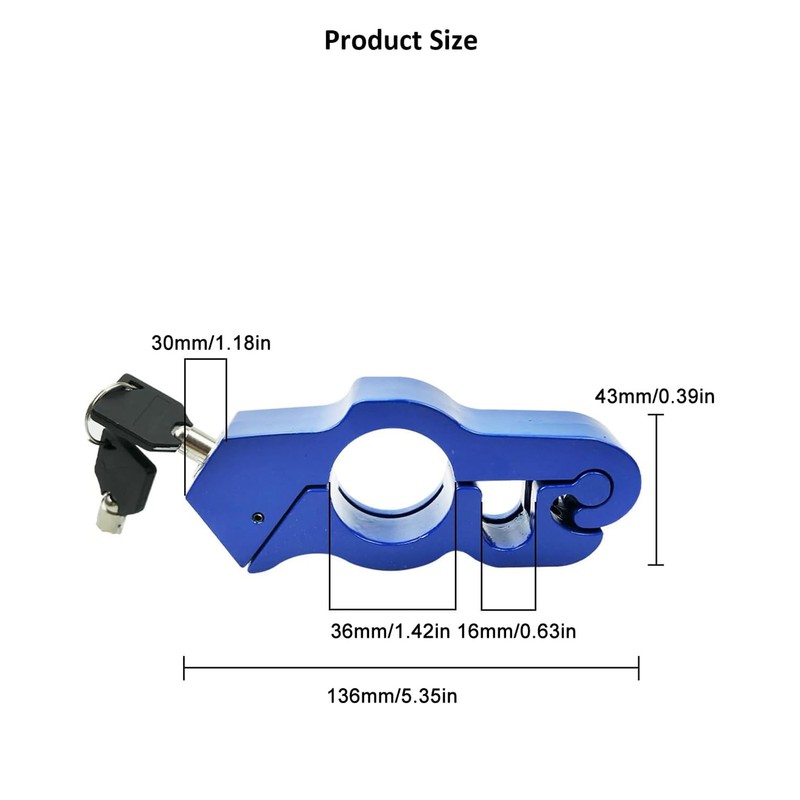 Greluma 1 x robust motorcycle lock, theft-proof, adjustable bicycle handlebar