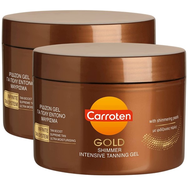 Carroten Gold Tanning Gel 300 ml (Pack of 2) - Tanning Accelerator with Shimmering Beads - Carrot Tanning Gel for Maximum Fast Tanning