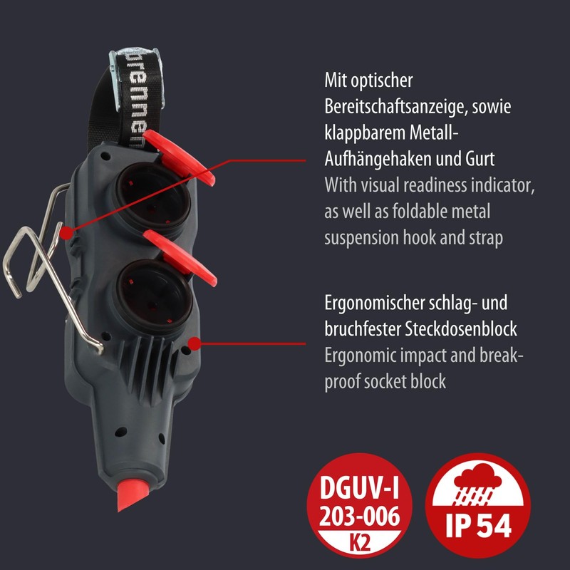 Brennenstuhl Professional Power Block/Distribution Socket 4-Way Construction Site Use and