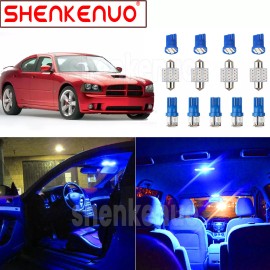 SHENKENUO For 2006 2007-2010 Dodge Charger Premium Blue LED Interior Lights Kit 13 Pieces
