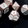 Haxtec Metal DND Dice Set Copper/Rosegold White D&D Polyhedral Dice