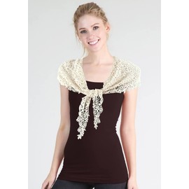 GERINLY Neckerchief For Women Lace Crochet Triangle Headwear Accessory For Hairties (White)