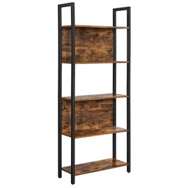 VASAGLE ALINRU Storage Shelf, Bookshelf with 5 Shelves, Steel Frame, for Living Room, Entryway, Office, Industrial Style, Rustic Brown and Black ULLS025B01, 24.4”L x 9.4”W x 65”H (62 x 24 x 165 cm)