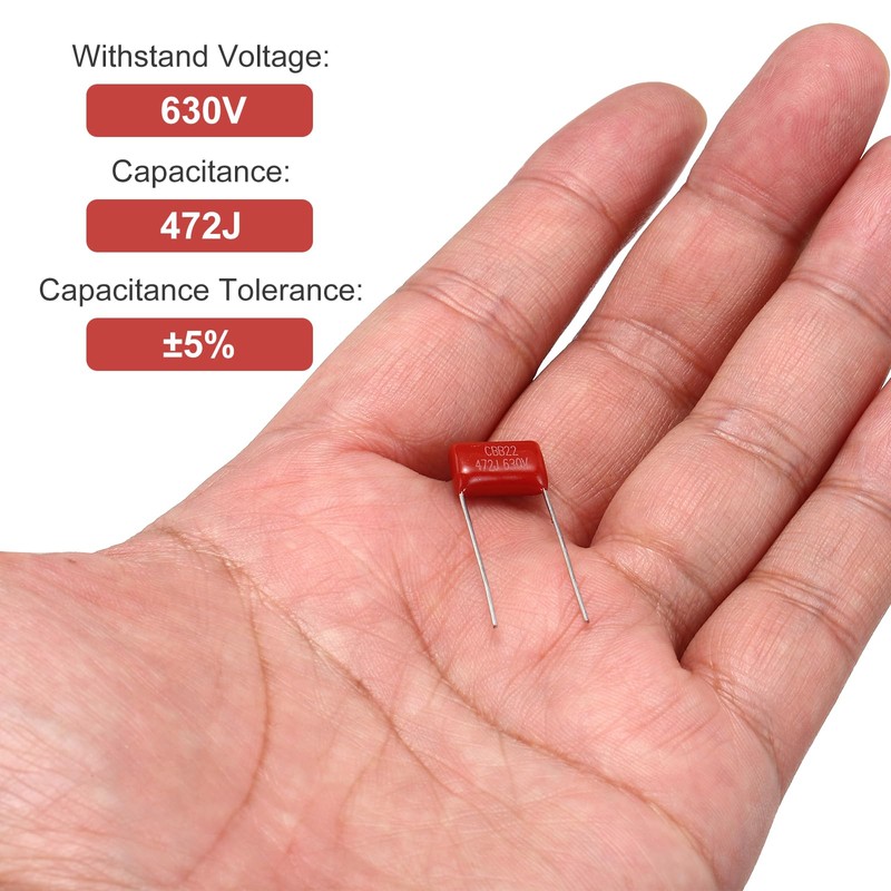 uxcell 20Pcs CBB22 630V 472J 5% Tolerance Through Hole Metallized