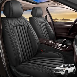 RAWAKORW Car Seat Covers Fit for Nissan Rogue 2010-2024 2025 Full Set Waterproof Faux Leather, and Easy to Install Automotive Cushion Interior Accessories (5 Seat, Black)