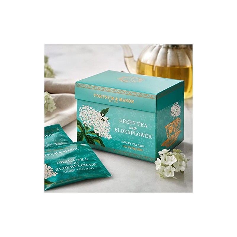 Green Tea with Elderflower, 15 Silky Tea Bags, 30g