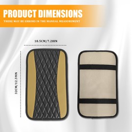 Lyxheth Car Center Console Cover, Car Armrest Cover, Universal Leather Waterproof Armrest Seat Box Cover Protector, Comfortable Car Decor Accessories Arm Rest Cover Pad for Most Cars (Beige)