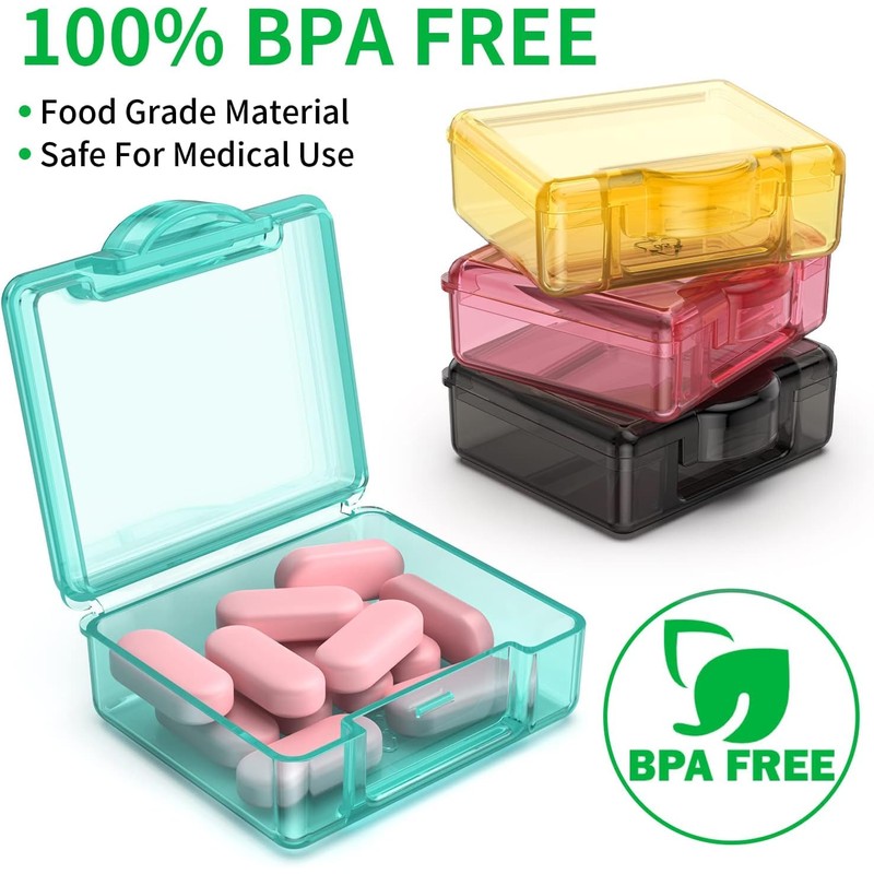 Small Pill Box 4 pcs,Cute Travel Pill Organizer Case Mini