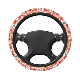 MAGIFUN Pink Floral Steering Wheel Cover Anti-Slip Steering Wheel Accessories Hippie Floral Flower Universal Car Accessories15 inch Steering Wheel Covers Fit Auto SUV Sedan Vans Trucks
