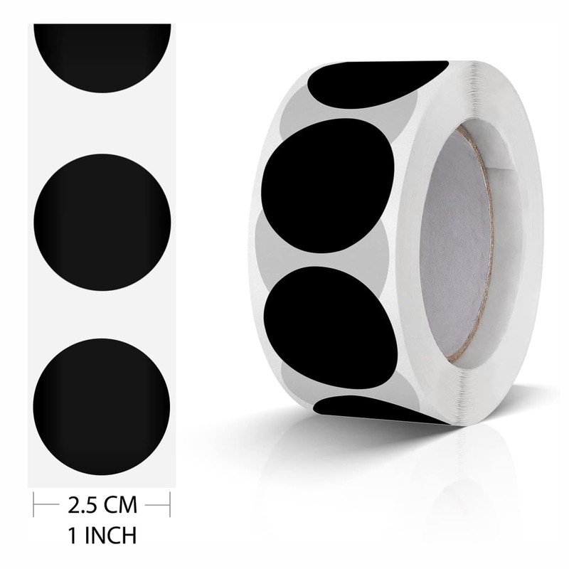 Round Stickers Black 25 mm Circle Labels Colour Coding Dot