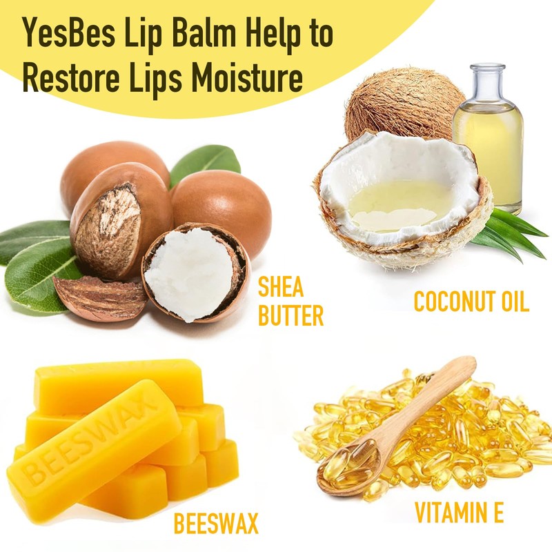 YesBes 16 Pack Lip Balm, Natural Lip Balm Bulk with