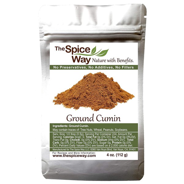 The Spice Way Ground Cumin - powder made from premium whole cumin seeds 4 oz resealable bag