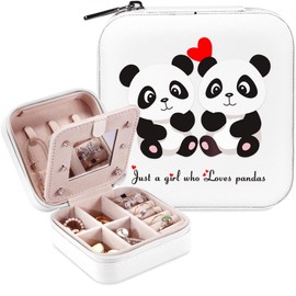 BJDAMAI Panda Jewelry Box, Gifts For Women Teens Girls Age 8-12, Panda Lovers Themed Stuff Items Accessories Things Merchandise Decor Merch, Travel Ring Earrings Necklace Organizer Holder！