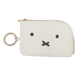 miffy miffy mf smart key pouch with reel, key case, license, regular case, white