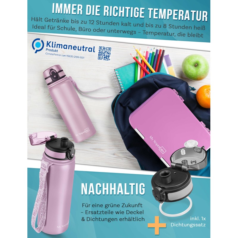 MY VESPERBOX Children's Stainless Steel Thermos Flask [Includes Straw and