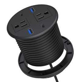 Recessed Power Grommet with AC Outlets, 3inch Desktop Power Grommet Outlet,30W PD Fast Charge for Deskt - Flush-Mount Recessed Power Strip,Home and Workspace Essential Desk Outlet