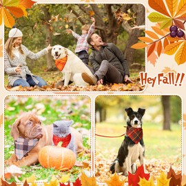 Sweetude 60 Pcs Fall Thanksgiving Plaid Dog Bandanas Bulk Thanksgiving Pet Scarf Bibs Puppy Bandana Adjustable Washable Kerchief Pet Costume Accessories Grooming Supplies for Small to Large Cats Dogs