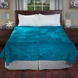 Lavish Home Solid Soft Heavy Thick Plush Mink Blanket 8 Pound - Aqua