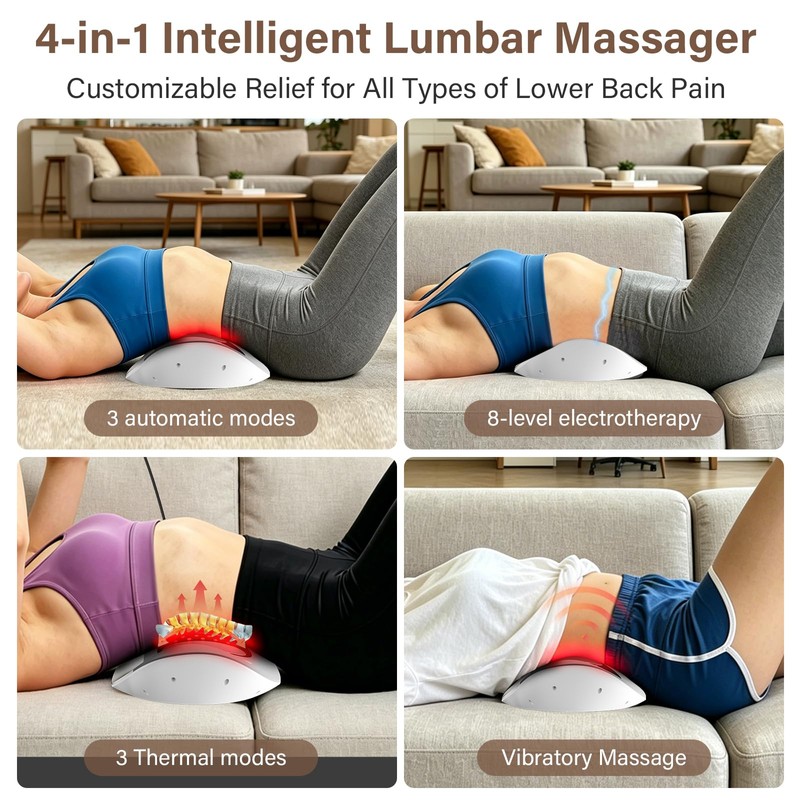 HOWHAI 4-in-1 Electric Lumbar Traction Device, Smart Lower Back Massager
